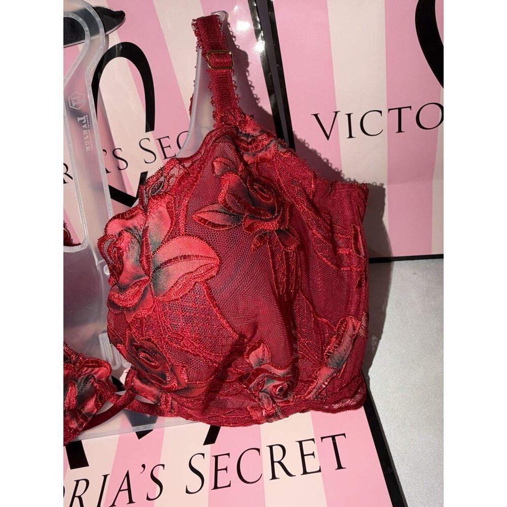Victoria's Secret Bra Very Sexy Low Cut Demi Rose Print 38C - Picture 3 of 5